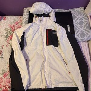 The NorthFace White and Black Hooded Jacket